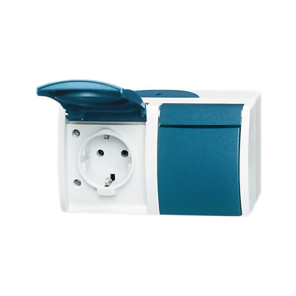 Busch-Jaeger Schuko-Steckdose 2f.gr/bgn waagerecht 20/2 EW-53